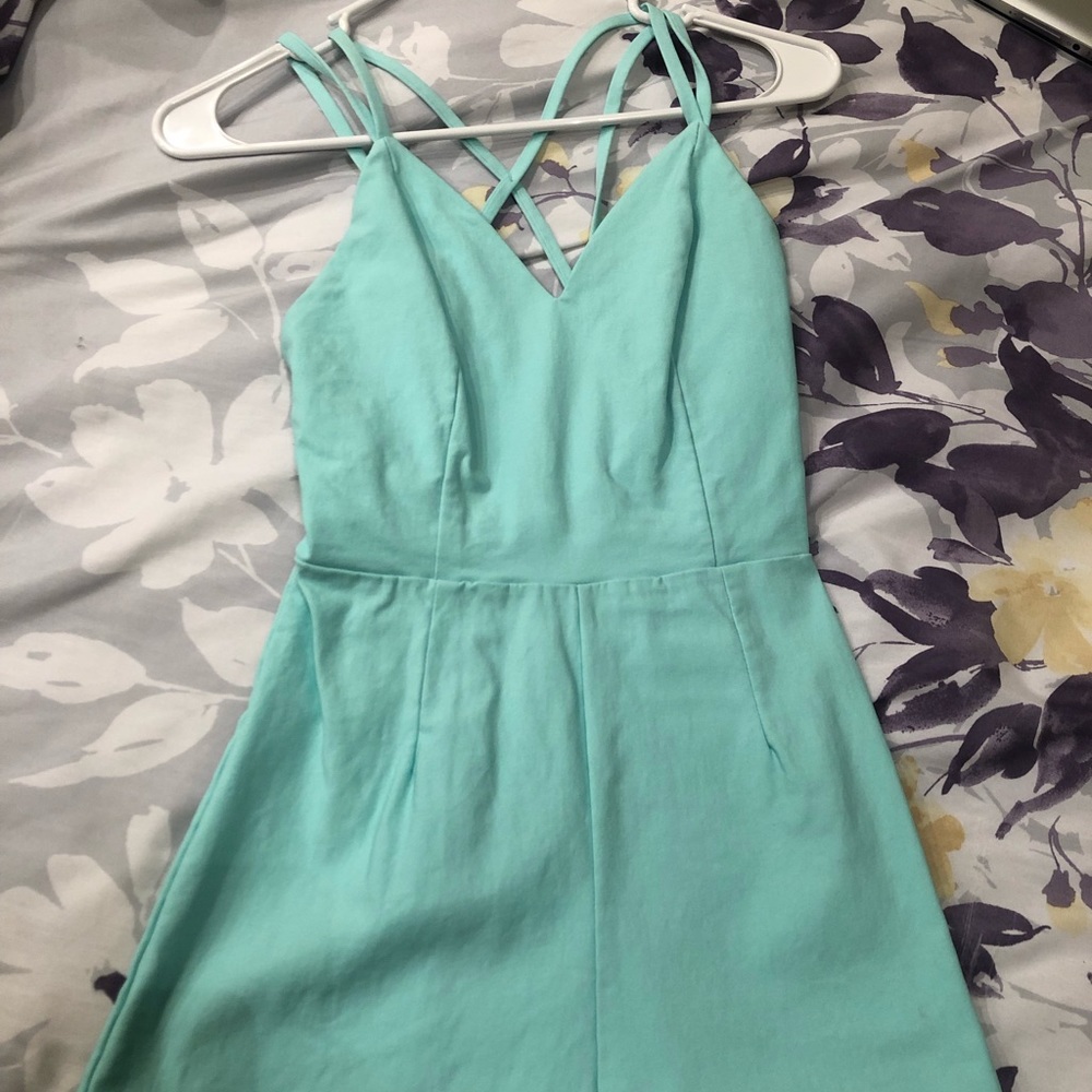 Mini Backless Romper in Mint Green